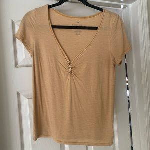 “Soft and Sexy” Yellow Striped T-Shirt